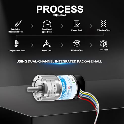 CQRobot 18.8:1 Metal DC Gearmotor 37Dx67.5L mm 6V/12V with 64 CPR Encoder - size: 18.8:1, style: 6V/12V
