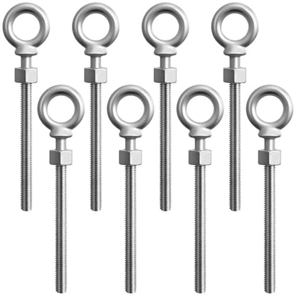 LEIFIDE 8 Pcs Eye Bolt with Nut, 3/8" X 4-1/2" Galvanized Forged Steel - size: 3/8" X 4-1/2"