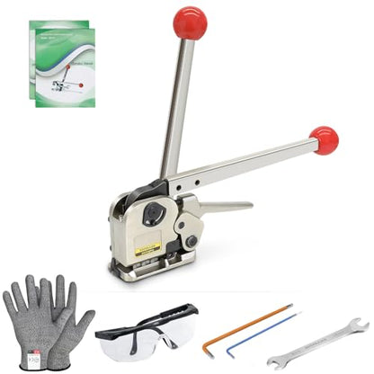 Packaging Metal Steel Strapping Banding Tool Machine for Steel Strap Integrates Functions of Tensioner Crimper and Cutter Sealless Combination (NYJSG-5/8") - style: NYJSG-5/8"