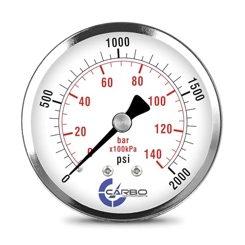 2-1/2" Pressure Gauge, Chrome Plated Steel Case, Dry, 0-2000 psi/kPa, Back Mount 1/4" NPT - style: 0-2000 psi