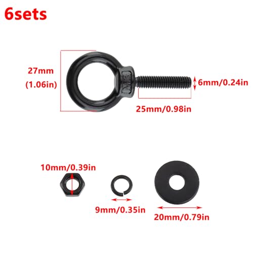 Antrader Lifting Shoulder Eye Bolts,Stainless Steel Eye Bolt,M6 x 25mm - size: M6 x 25mm