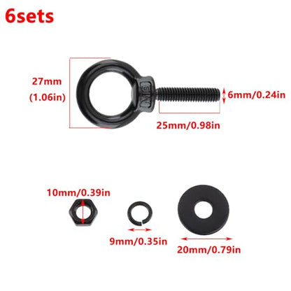 Antrader Lifting Shoulder Eye Bolts,Stainless Steel Eye Bolt,M6 x 25mm - size: M6 x 25mm