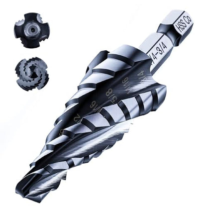 toolant M35 Cobalt Step Drill Bit, 1/4"-3/4", TiAlN, 1/4" Hex Shank - size: 1/4" - 3/4"