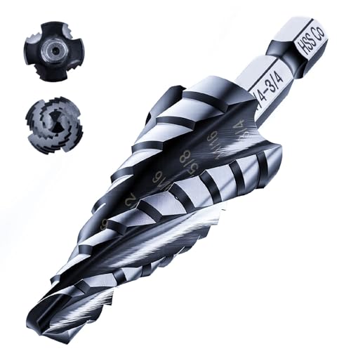 toolant M35 Cobalt Step Drill Bit, 1/4"-3/4", TiAlN, 1/4" Hex Shank - size: 1/4" - 3/4"