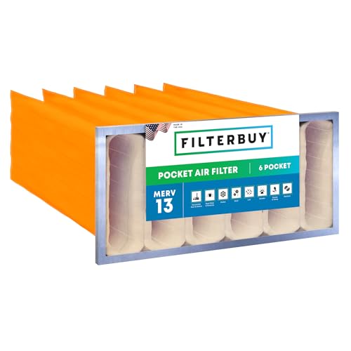Filterbuy 12x24x30 6-Pocket Air Filter MERV 13 Particle Defense (1-Pack) - size: 12x24x30