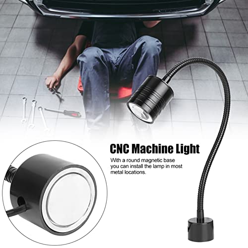 5W Black Goose-Neck LED Working Light with Round Magnetic Base Portable Light for Sewing,Crafting,or Workbench CNC US Plug 110V-220V