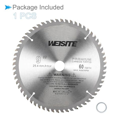 Circular Saw Blade, 9" Outer Dia 60 Teeth 3/4" Arbor, Wood Tungsten Carbide Tipped () Slitting Saw - (Applications: for Wood Cutting) - size: 230mm x 60T