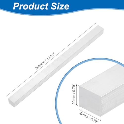 uxcell Square Aluminum Flat Bar, 3/4" Thickness 3/4" Width 12" Length Square 6063 Aluminum Flat Plate, 20 x 20 x 305mm Solid Mill Stock - size: 3/4" T x 3/4" W x 12" L