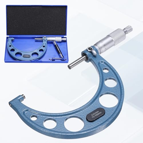 HARFINGTON Metric Outside Micrometer 75-100mm Range +/-0.01mm Accuracy,Blue - size: 75-100mm