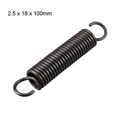 uxcell Extension Spring - 2.5mm Wire Dia, 18mm OD, 100mm Free Length Spring Steel Small Dual Hook Tension Spring - size: 100mm