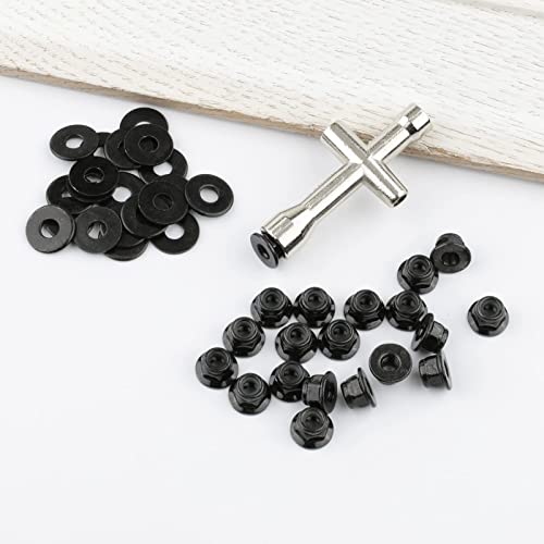 20 Pairs Hex 4mm Flange Nylon Insert Locknuts, Black - color: Black