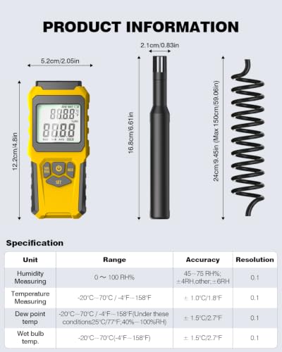 MT-93D Split Temperature Humidity Meter