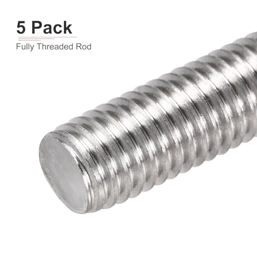 DTGN M10x1.5x120mm(DxPxL) Fully Threaded Rod - 5Pack - Good for Machinery - 304 Stainless Steel Right Hand Thread Rods Bar Studs - Silver - size: M10x1.5x120mm