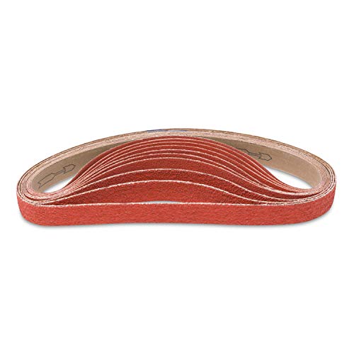 Red Label Abrasives 1 X 18 Inch 80 Grit Sanding Belt - Industrial Grade Ceramic - 10 Pack - For Knife Sharpening and Metalworking - size: 80 Grit