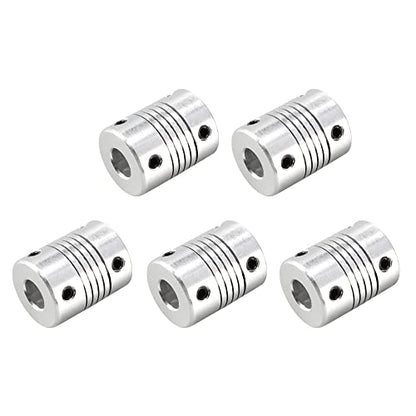 uxcell 6.35mm to 8mm Aluminum Alloy Shaft Coupling L25xD19 Silver 5pcs