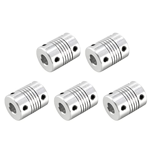uxcell 6.35mm to 8mm Aluminum Alloy Shaft Coupling L25xD19 Silver 5pcs