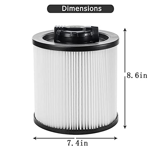 2 Pack DXVC6910 Cartridge Filter for DEWALT 6-16 Gallon Wet/Dry Vacuum - size: 2 PACK DXVC6910 + 2 Pcs DXVA19-4101