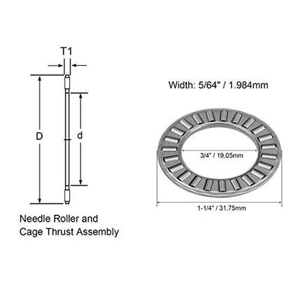 MEETOOT 6 Sets Thrust Needle Roller Bearings NTA1220+2TRA Thrust Needle Roller Bearing with Two Washers 3/4
