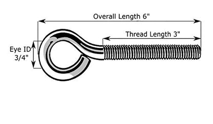 Hard-to-Find Fastener 014973454418 Eye Bolts, 5/16-18 x 6-Inch, 10-Piece - size: 5/16"-18 x 6"