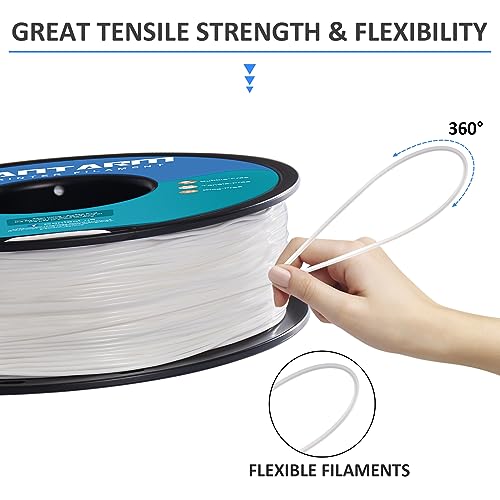 GIANTARM 95A TPU 3D Printer Filament 1.75mm, 1kg Spool, White, +/- 0.03mm - color: Tpu-white