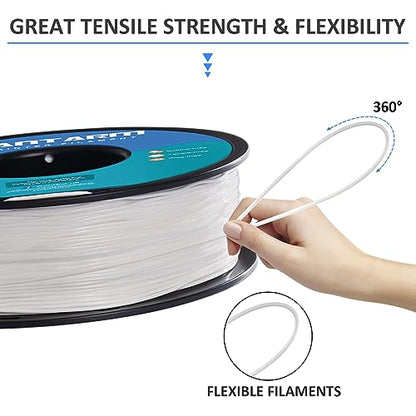 GIANTARM 95A TPU 3D Printer Filament 1.75mm, 1kg Spool, White, +/- 0.03mm - color: Tpu-white