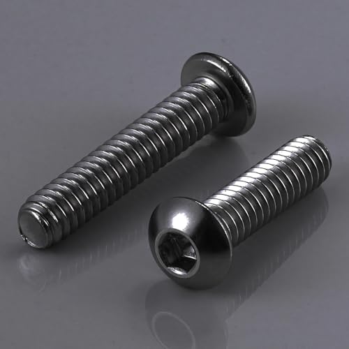 Wensilon (50Pcs) 1/4-20 * 2 Button Head Socket Cap Bolts Screws, 304 Black Stainless Steel, Allen Hex Drive, Bright Finish, Fully Machine Thread - color: Black, size: B 1/4-20*2