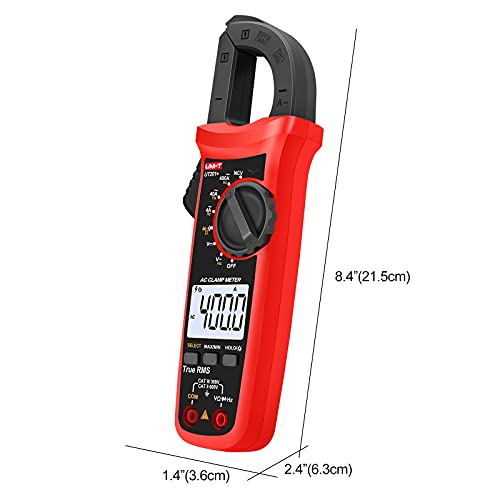 UNI-T Digital Clamp Meter UT201+, AC Current True RMS HVAC Volt Amp Ohm Meter Clamp On Multimeter, Auto Ranging 4,000 Counts NCV AC DC Voltage Frequency Resistance Continuity Diode Tester - size: UT201+