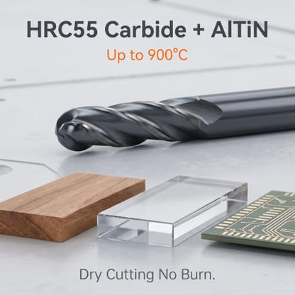 Tapered Ball Nose End Mill 1/8" HRC55 AlTiN, 4 Pack