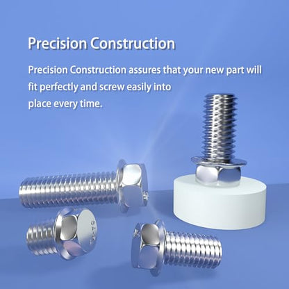 Flange Hex Bolts, ROARADE 304 Stainless Steel 18-8, Serrated Flange Head, Hex Head Screws, SAE & Metric Coarse Thread (3/8"-16, Thread Length 1”) 6pcs - size: Thread length 1”