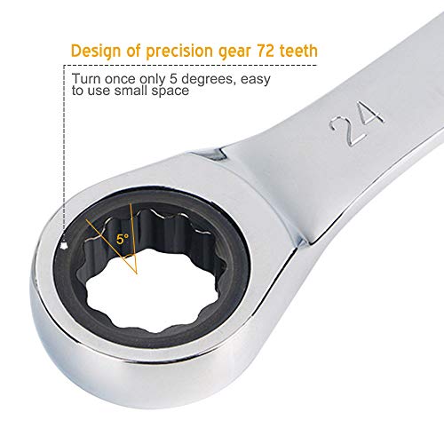 SaferCCTV Wrench Metric 21mm 22mm 24mm Ratcheting Wrench Set,Reversible Ratcheting Combination Wrench,Open Ended Ratchet - size: 21mm 22mm 24mm