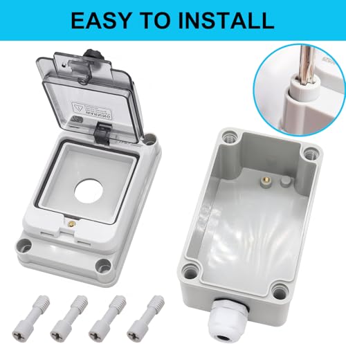 TWTADE e-Stop Push Button Switch with Box Outdoor IP67 Waterproof Emergency Stop Push Button Station Box 22mm 1NO 1NC Emergency Stop Switch with Protective Cover - color: White with IP67 Box, size: 1NO 1NC