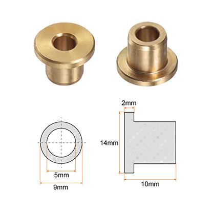HARFINGTON 2pcs Flange Bearing Sleeve 5mm Bore 9mm OD 10mm Length 2mm Flange Thickness Bronze Bushing Self-Lubricating Bushings Sleeve for Industrial Equipment - size: 5mmx9mmx10mm