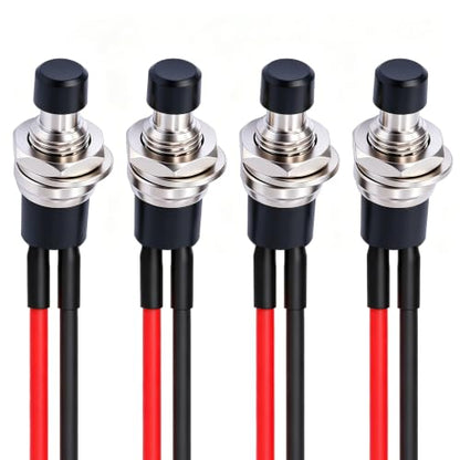Twidec/4Pcs Latching Push Button Switch 3A 250V AC 2 Pins Self-Locking SPST ON/Off Black Mini Switch Pre-soldered Wires L-PBS-110-XBK - color: Black-7mm, size: Latching