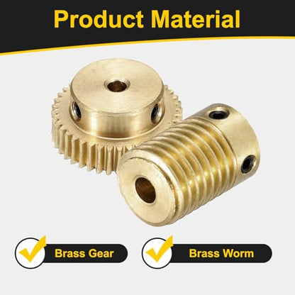 uxcell Worm Gear Set 40T 0.5 Module 1:40 Reduction Rate - size: Gear-3mm, Rod-4mm Bore, style: 0.5M-40T
