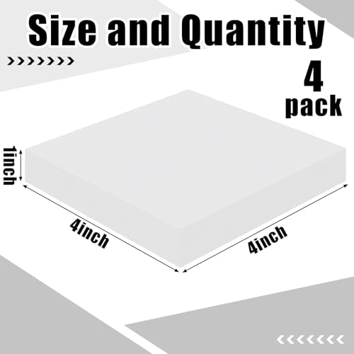 4 Pcs 1" Thick Foam Padding Sheet with Adhesive Backing Closed Cell - color: White, size: 1 Inch Thick, 4 x 4 Inches
