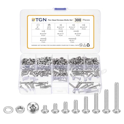 DTGN #6-32 Phillips Pan Head Machine Screw W/Nut&Washer 304 300pcs - size: #6-32