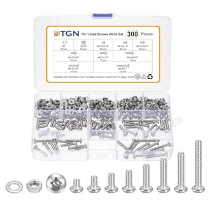DTGN #6-32 Phillips Pan Head Machine Screw W/Nut&Washer 304 300pcs - size: #6-32