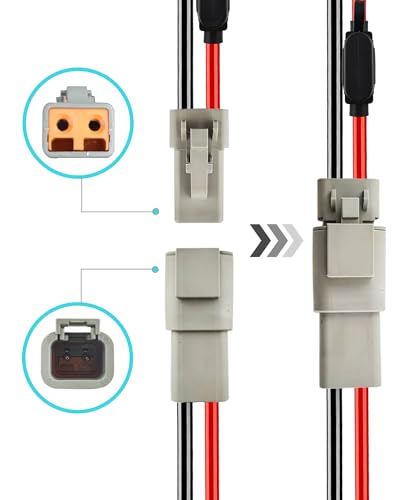 12 AWG 2 Pin DTP Connector with 15A 20A Fuses, 2 Way Automotive Waterproof Electrical Connectors, 12 Gauge Cable Wire Male and Female Quick Connect Harness for Car Truck Boat LED-2 Pack - size: 12 AWG