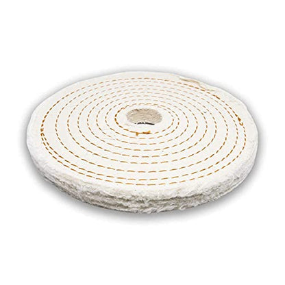 Benchmark Abrasives 6" Cotton Spiral Buffing Polishing Wheel for Bench Grinder with 1/4" Mandrel, for Polishing Finishing Smoothing on Aluminum, Stainless Steel (Cotton Spiral)