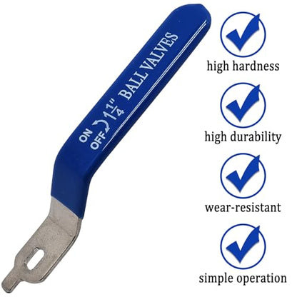 1 Piece Hole Size 6×10mm 201 Stainless Steel Ball Valve Handle with Blue Plastic Handle Grip & Nut for 1-1/4inch Ball Valve,180 Degree No Positioning Round Head(Straight) - size: 6×10mm,1-1/4in Straight