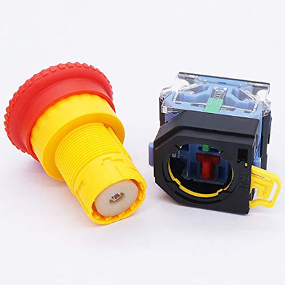 TWTADE/Red Green Momentary Switch, Red Mushroom Emergency Stop Latching Push Button Switch,3 Positions 2NO Latching Select Selector Switch Station Box hz-11ZS-20X-GR - color: White 4 style switch with Box(Select), size: 1NO 1NC
