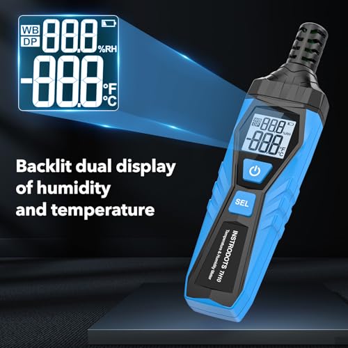 Temperature Humidity Meter Hygrometer with Dew Point & Wet Bulb - color: Blue, size: TH10