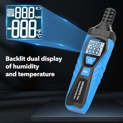 Temperature Humidity Meter Hygrometer with Dew Point & Wet Bulb - color: Blue, size: TH10