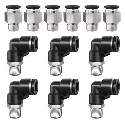 1/8 Push to Connect Fittings npt Thread to 1/4 Air Line quick - size: 1/4"OD x 1/8"NPT
