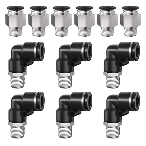 1/8 Push to Connect Fittings npt Thread to 5/16 Air Line quick - size: 5/16"OD x 1/8"NPT