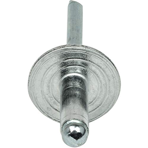 Fastenere Large Flange Pop Rivets - 3/16" x 1/8" (50 Pack) Aluminum Body Steel Mandrel, Heavy Duty Dome Head Blind Rivets, Open End 6-2 Gap .020" - .125" - Corrosion Resistant, High Shear Strength - size: 3/16" x 1/8" (6-2) (50 Pack)