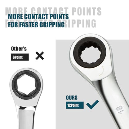 SORAKO 18mm Ratcheting Combination Wrench, Chrome Vanadium Steel Gear Wrench, Industrial Grade Cr-V Steel Gear Spanner, Household Garage Tools(Metric) - style: 1-18mm Metric