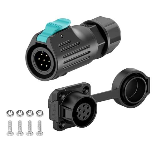 EW-LP12 Industrial Waterproof Connector IP68 Quickly Plugging Aviation Connector PBT Plastic Shell Circular Connector Fast Release Electrical Connector M12 2-8 Pin Flange Socket (7 Pin) - color: Flange Socket/PBT Plastic, size: 7 Pin