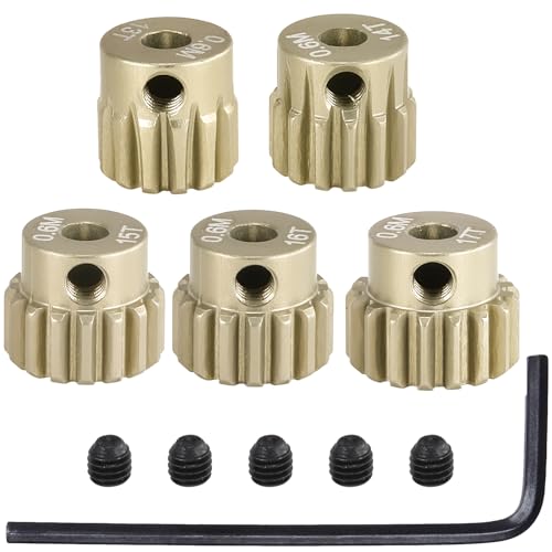 0.6M RC Pinion Gear Set 3.175mm 13T 14T 15T 16T 17T 5PCS 7075 Aluminum - size: 0.6M-P-13-17T