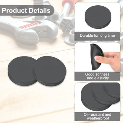 PATIKIL Rubber Solid Discs Washers, 4 Pcs Anti-Vibration Spacer 35mm OD x 8mm Thick Rubber Round Gasket Pad Bushings Spacer Washer for DIY Gasket Craft, Black - size: 35mm x 8mm